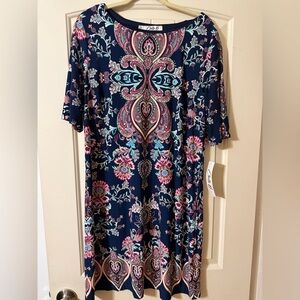 Chetta B Navy and Pink Paisley Dress